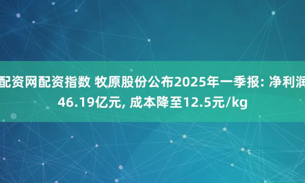 配资网配资指数 牧原股份公布2025年一季报: 净利润46.19亿元, 成本降至12.5元/kg